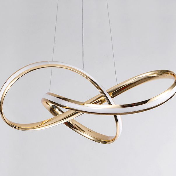 Modern Simplicity Spiral LED Chandelier Light Fixtures Metallic Hanging Pendant Lights for Restaurant