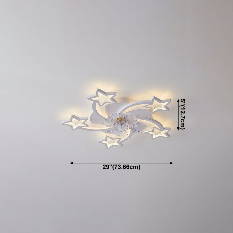 Nordische Metall Deckenlüftungslampe Multi-Head-LED-Flush-Montage-Leuchte mit klarem Kunststofflüfterblatt
