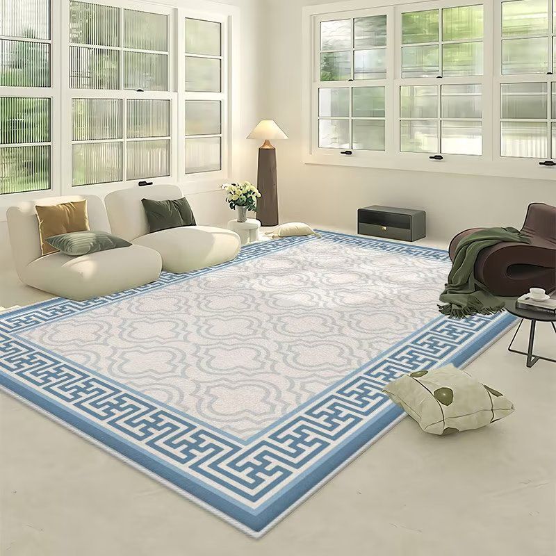 Light Grey Modern Rug Polyester Line Area Rug Washable Rug for Drawing Room