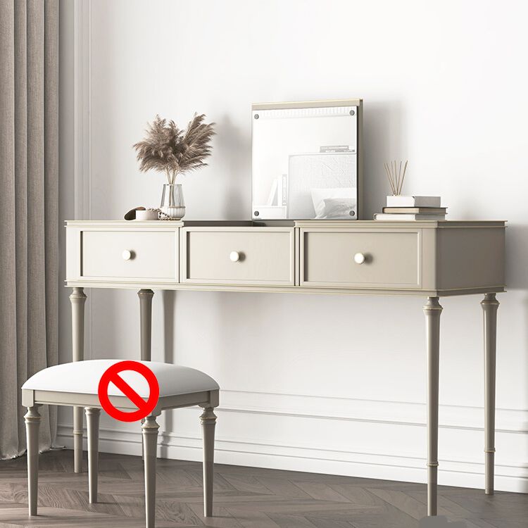 Make-up Vanity Mirrored Wood Dressing Table Padded Stool Set