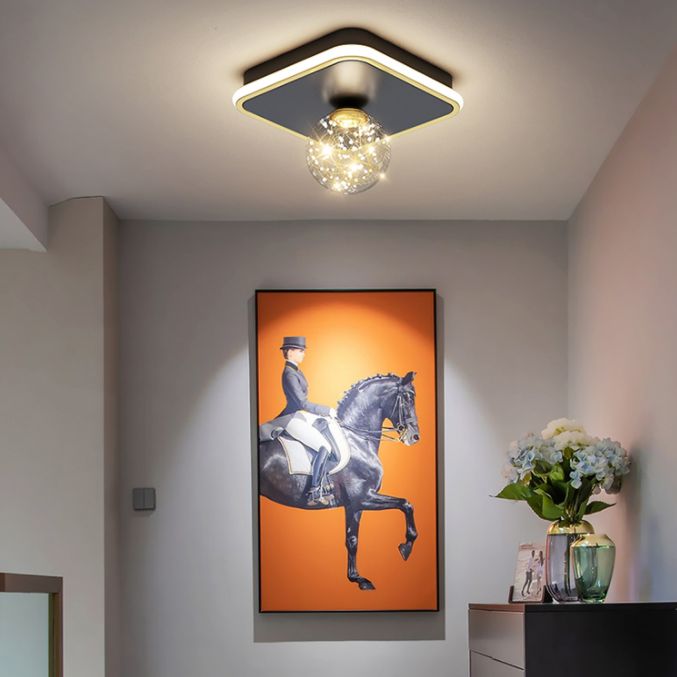 1-Light LED Metal Flush Mount Light New Modern Black Flush Ceiling Light for Hallway