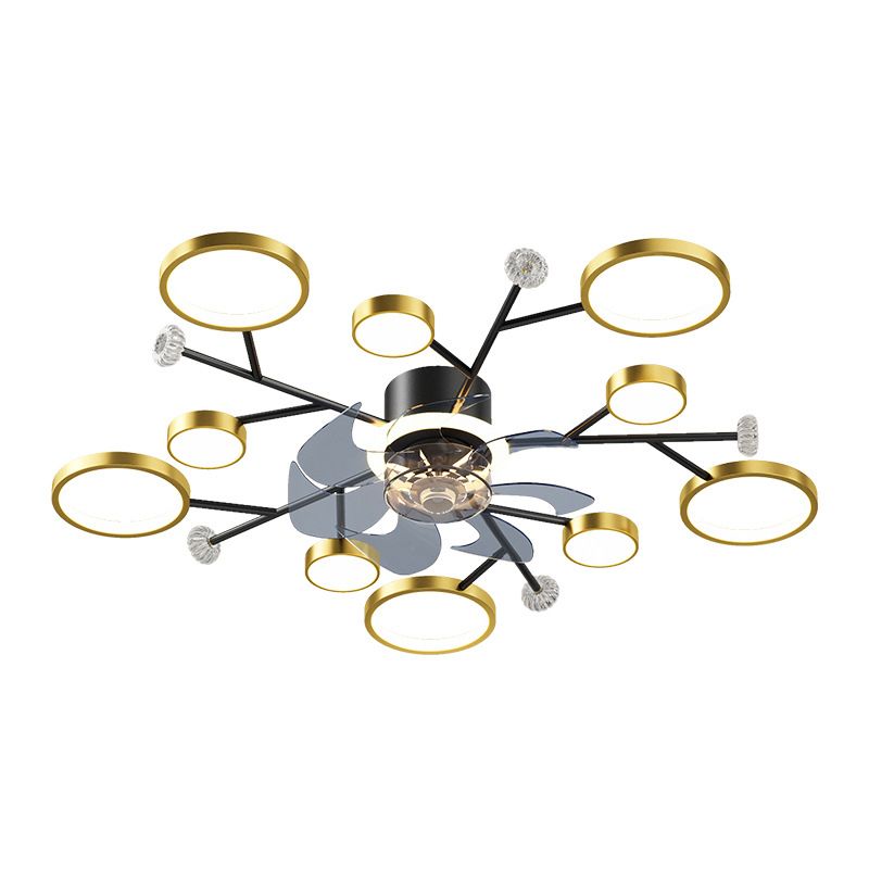 Chandelier Multi - Light Fan Light in Black / Gold Finish Metal LED Ceiling Fan