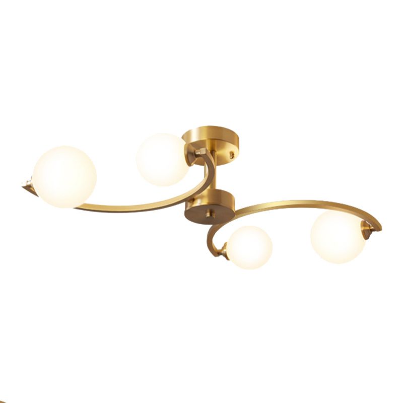Modern Style Sputnik Flush Mount Metal Ceiling Light in Gold for Bedroom