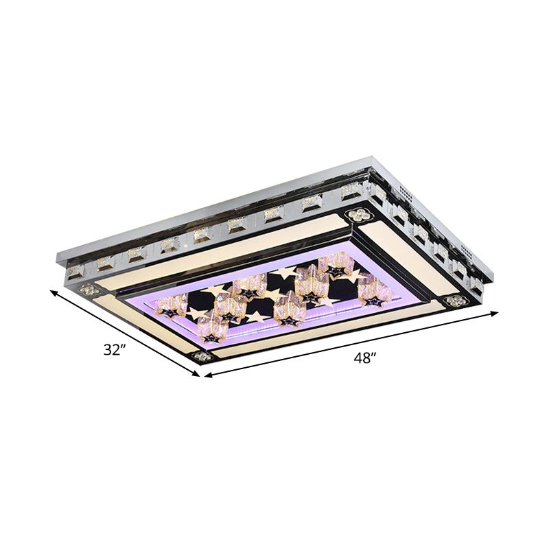 Acier inoxydable étoile / nuage encastré plafonnier moderniste incrusté de cristal LED salon encastré Design rectangulaire