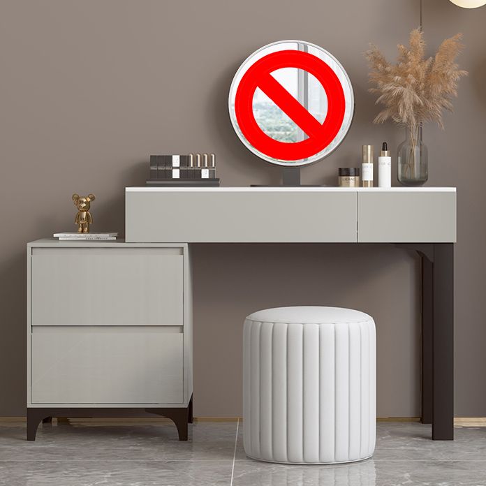 Contemporary Gray Makeup Table With Drawers 14.96 W x 29.52" H for Bedroom
