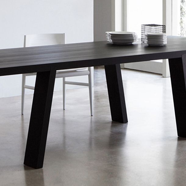 Rectangle 4 Legs Industrial Table Solid Wood Fixed Table for Dining Room