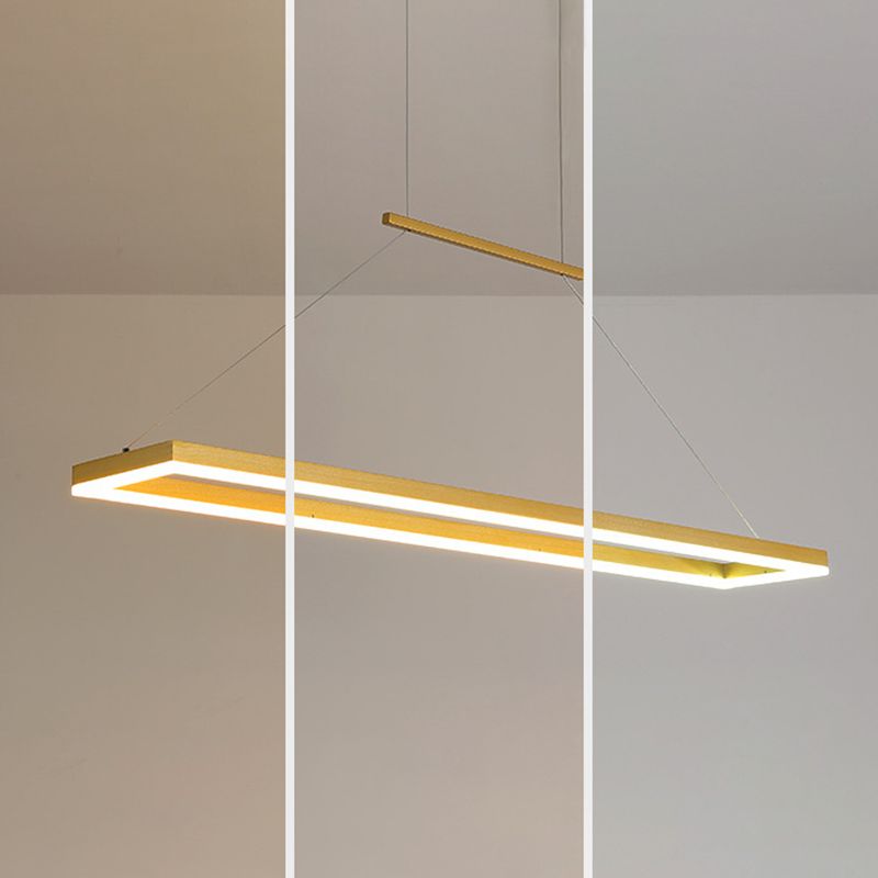 Modern Minimalist Rectangle Island Light Metal LED Restaurant Pendant Lighting for Living Room
