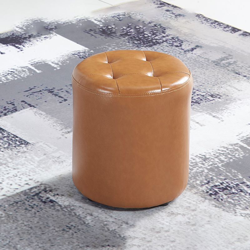 Modern Ottoman Water Resistant Tufted Leather Round Foot Stool Ottoman