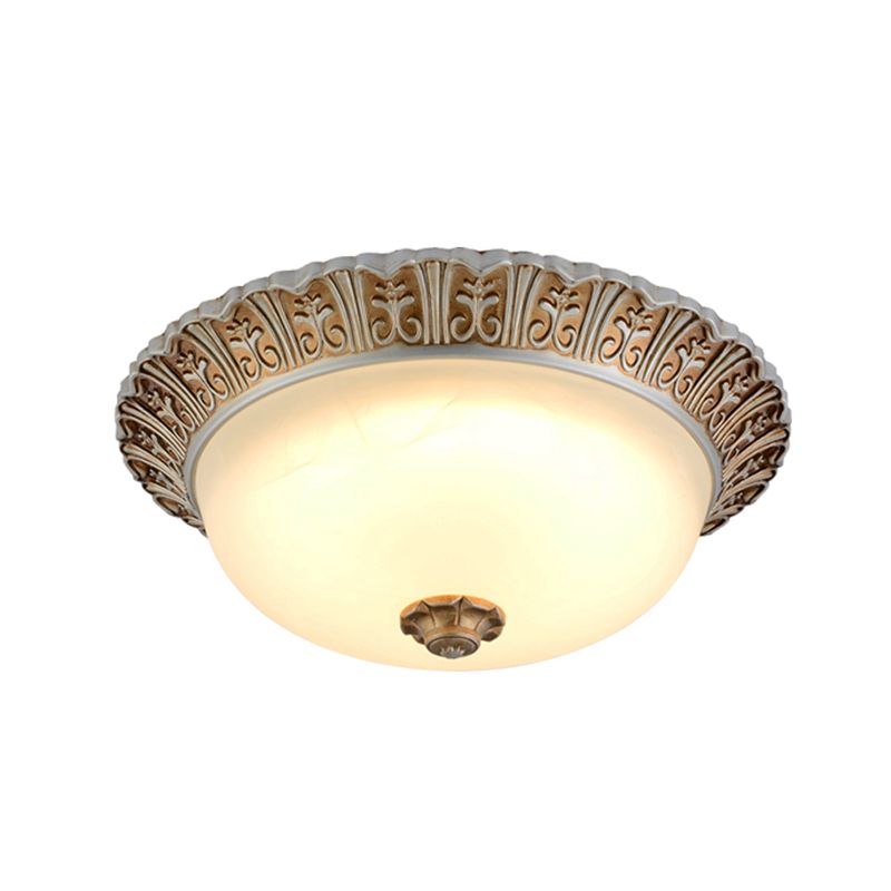 10.5"/12.5" W LED Opal Glossy Glass Ceiling Flush Traditional Khaki Dome Living Room Flush Mount Lighting