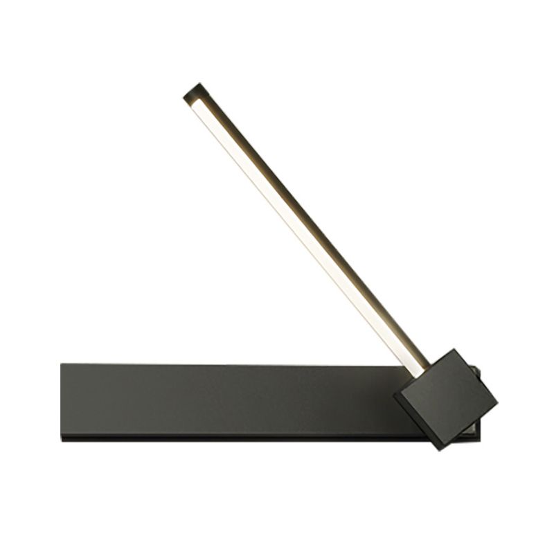 Moderne LED -Leuchterleuchten weiß/schwarzes Finish -Rechteck und lineare rotbare Wandlampe mit Acrylschatten, Weiß/warmes Licht