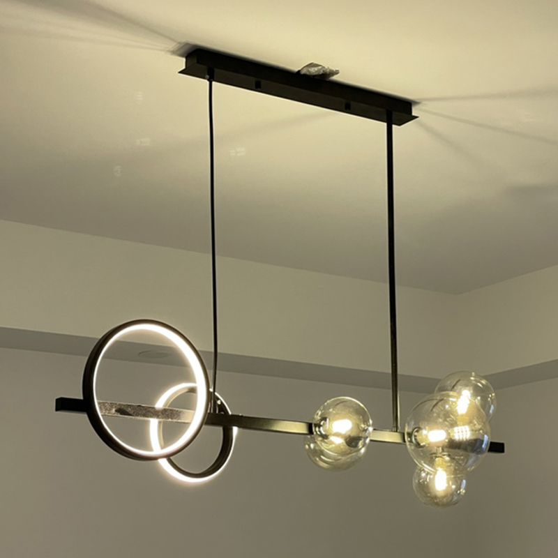 Contemporary Kitchen Island Lighting Spherical Metal 7-Light Hanging Light Fixtures