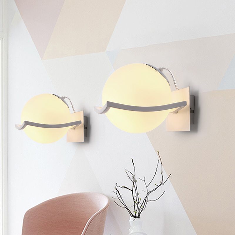 1 application murale de cuisine légère avec sphère Opal Glass Shade Modern White Sconce Light