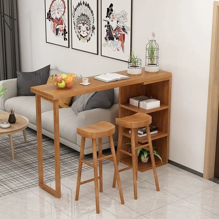 Contemporary 1/2/3 Pieces Bar Table Set Rectangle Wooden Counter Table for Kitchen