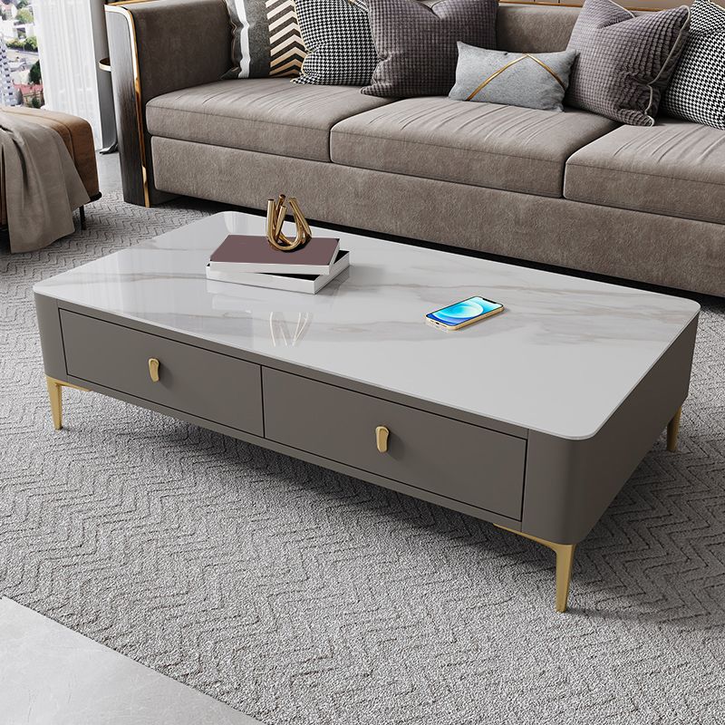 47.2" W x 25.6" D x 16.14" H Stone Coffee Table 4 Legs Cocktail Table