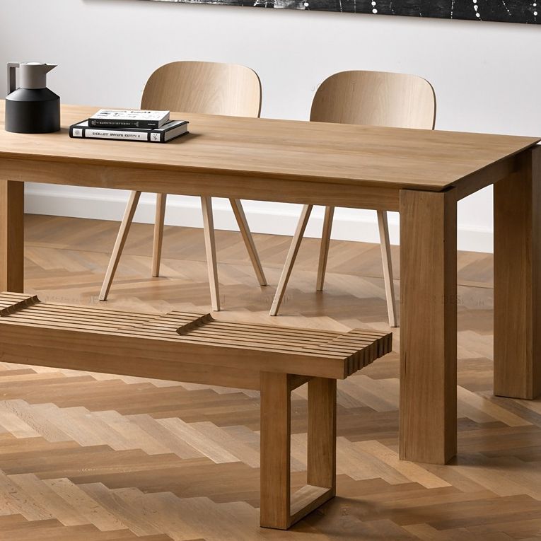 Rectangle Pine Solid Wood Table Modern Dining Table with 4 Legs for Restaurant Living Room