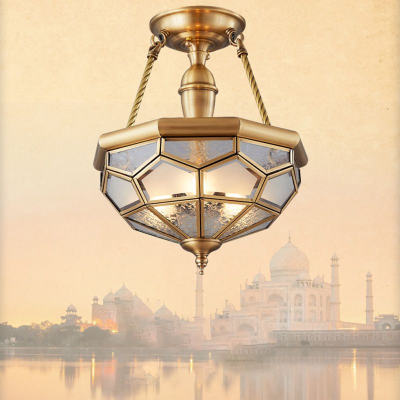 Schoolhouse Close to Ceiling Chandelier Traditional Brass Close to Ceiling Lighting