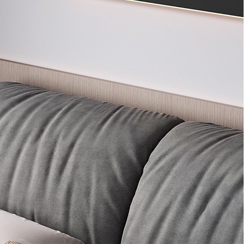 Glam Solid Wood Mattress Included Rectangular Panel Upholstered Headboard Bed