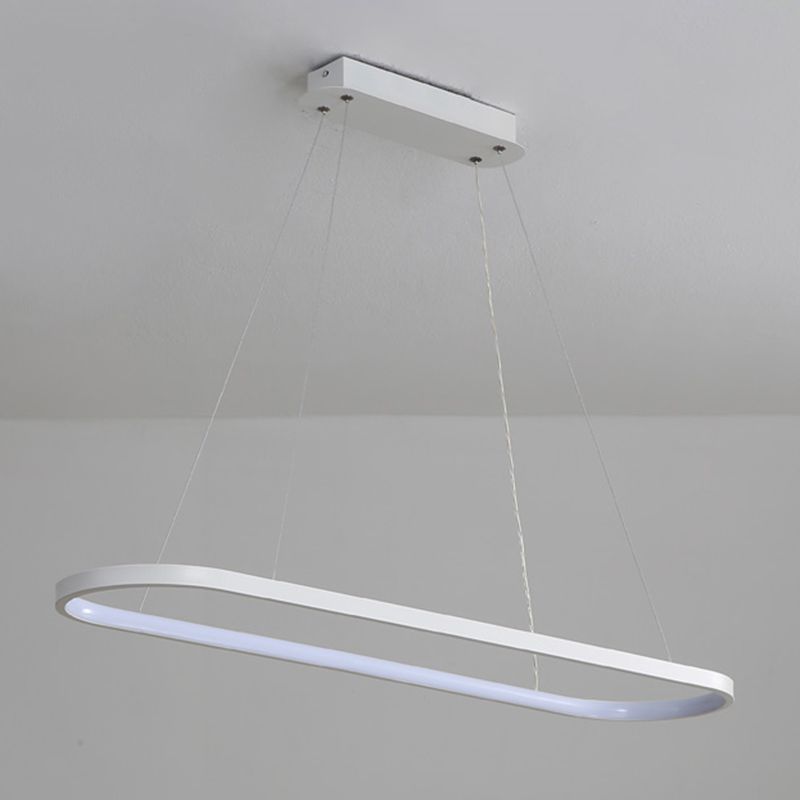 Contemporary Style Linear Shape Island Light Metal 1 Light Hanging Pendant Light in White