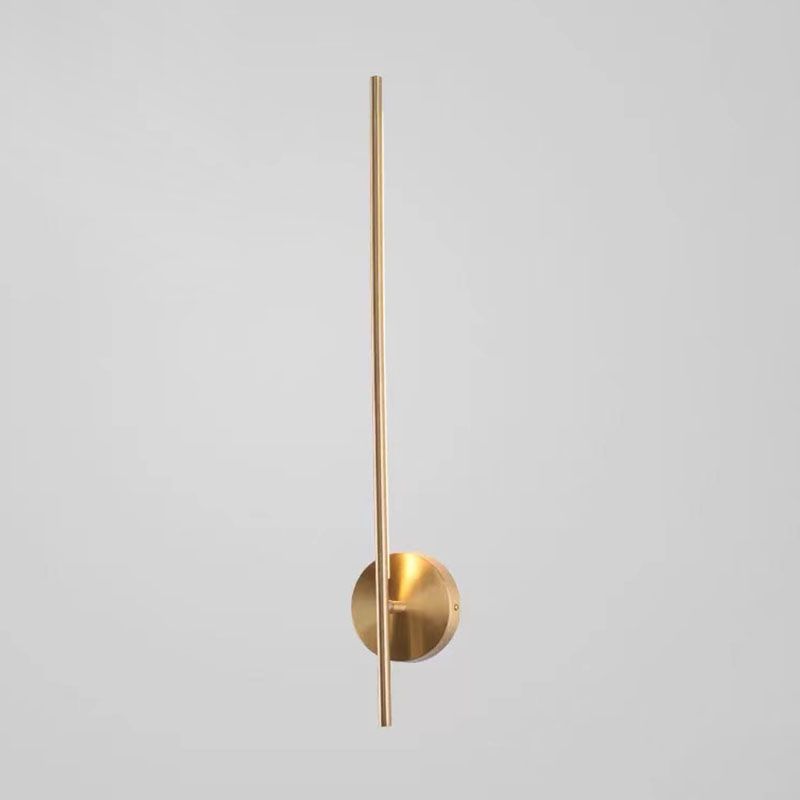 Lámpara de pared lineal de cobre dorada. Lámpara de apliques contemporánea para sala de estar