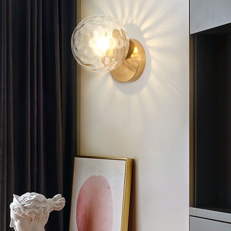 Glass Spherical Shape Wall Lights Modern Style 1 Light Wall Mount Fixture for Living Room