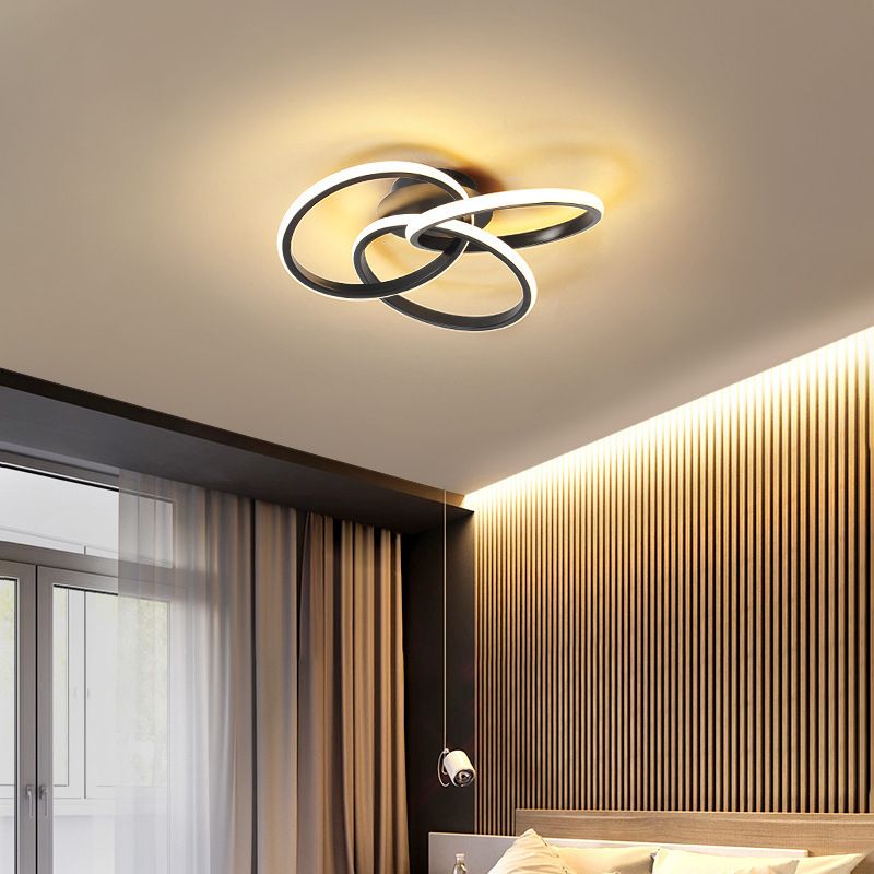 3-Lights Circular Semi Flush Mount Ceiling Lighting Fixture Modern Style Metal Flush Light