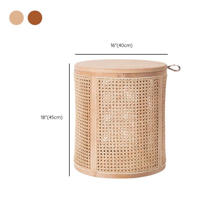 17.71 " Tall Solid Wood Round Top Side Table Drum Base End Table