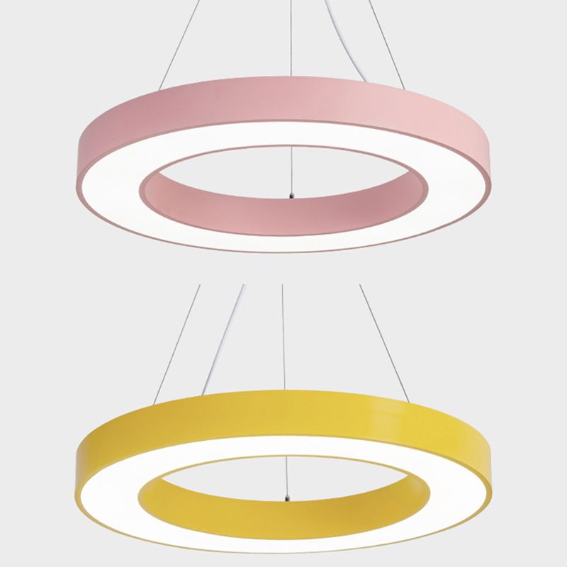 Forme de bague en métal La lumière suspendue style moderne 1-Light Hanging Mount Fixture pour la maternelle