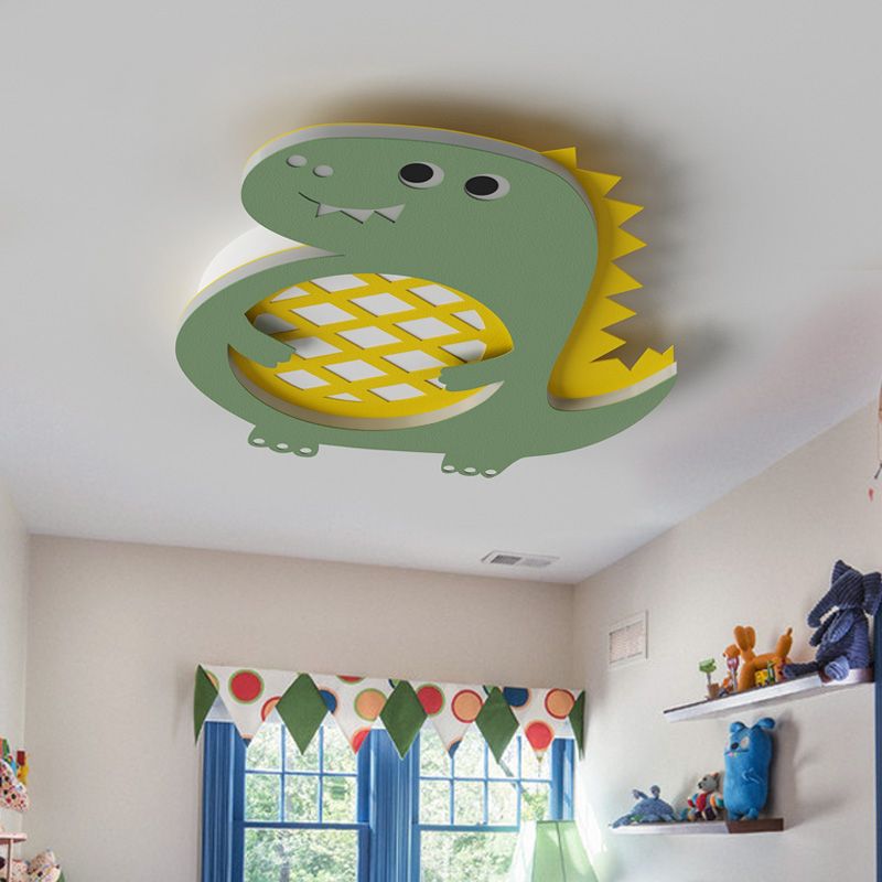 Metal Round Shade Flush Ceiling Light Kid Style 1-Light Flush Mount Fixture