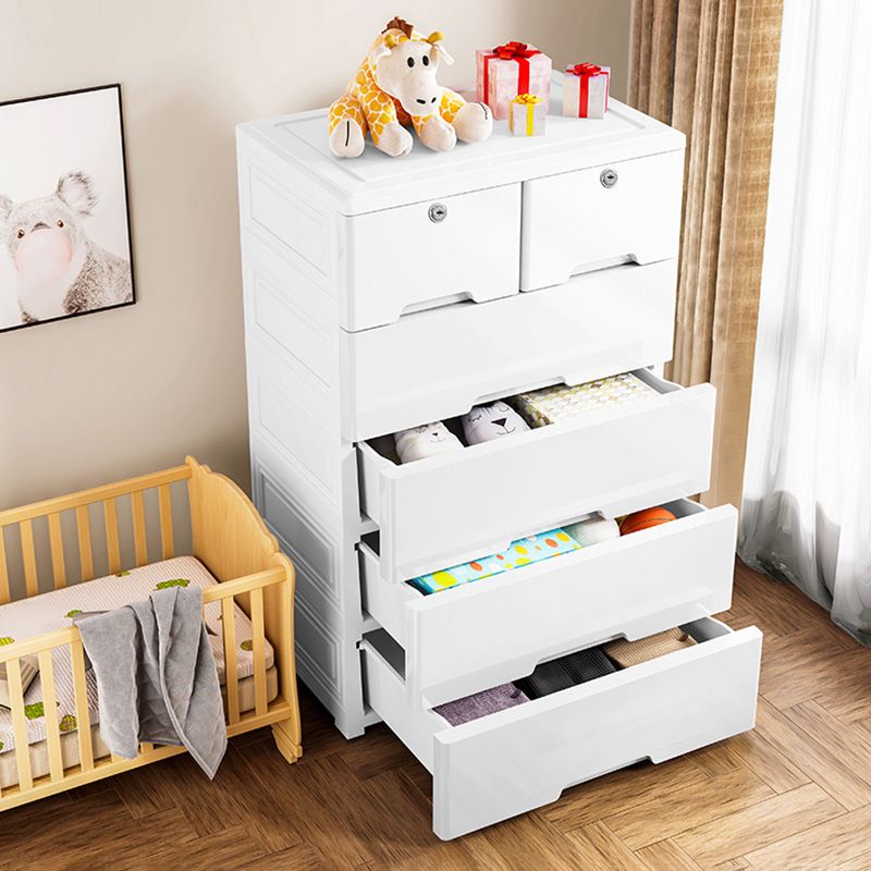 Rectangular Plastic Wardrobe Teen Style Simple White Bedroom Storage Cabinet