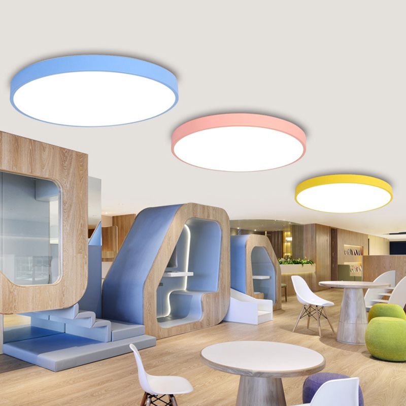 1-Light Round Flush Ceiling Light Fixture Modern Style Metal Led Flush Mount