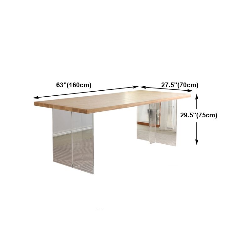 Modern 1/2/4 Pieces Rectangle Dining Table Set Ash Wood Dinette Set with Acrylic Base