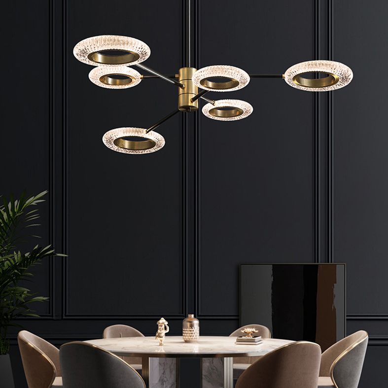 LED Chandelier Modern Style Hanging Lights in Copper for Living Room Dinning Room
