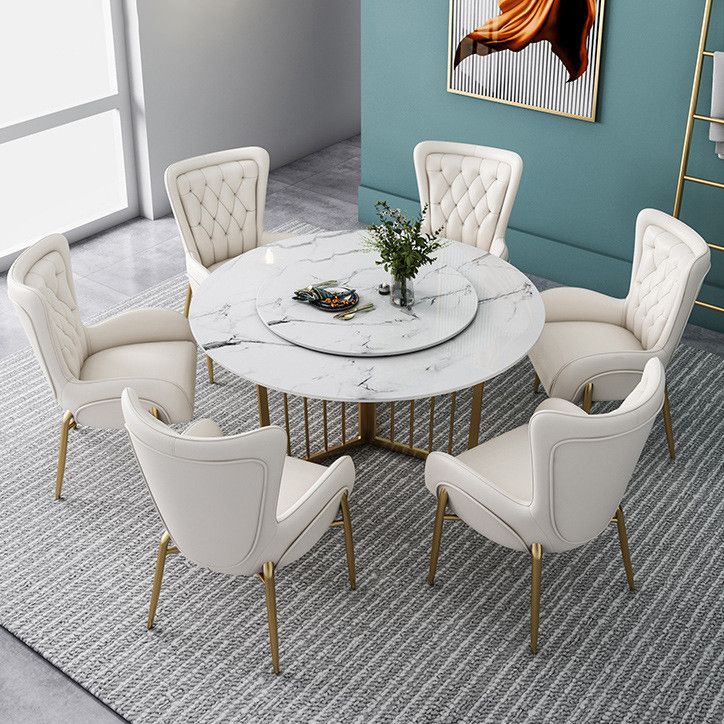 Modern Stone Dining Table Round White Dining Table for Kitchen