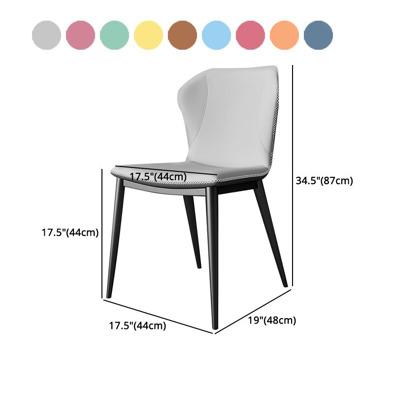 Silla lateral casera de cuero moderna con respaldo mate Silla de comedor