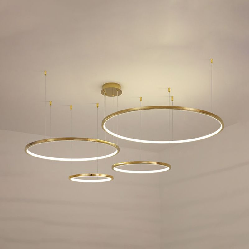 Cercle d'éclairage de lustre doré en acier inoxydable lampe à lustre simple