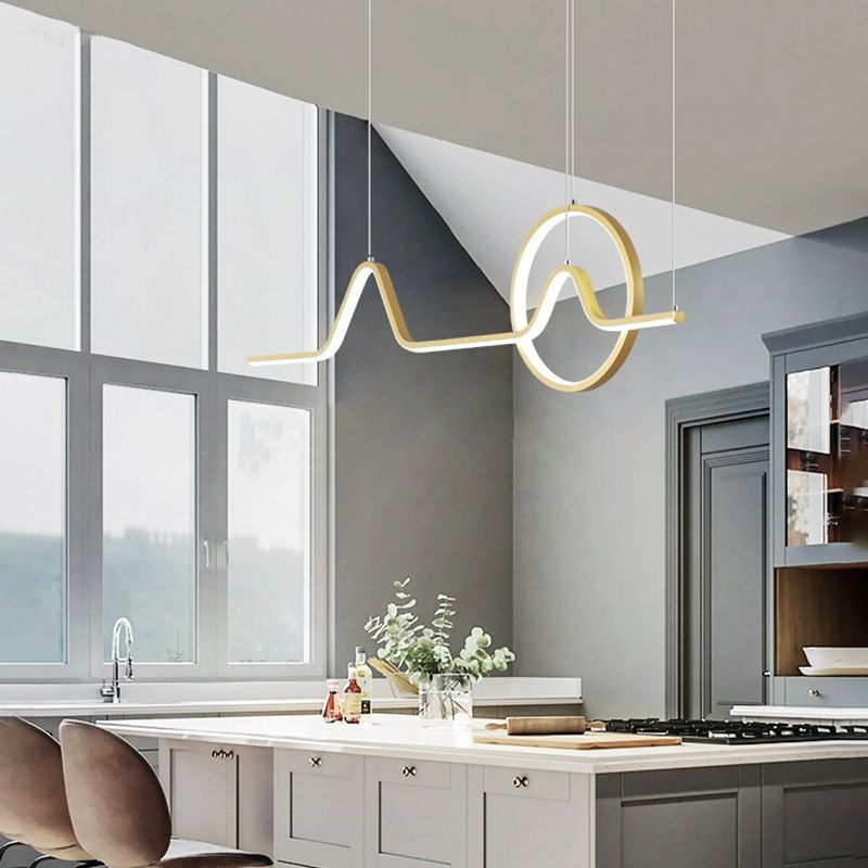 Estilo moderno lineal isla colgante de metal simple luz de metal para restaurante