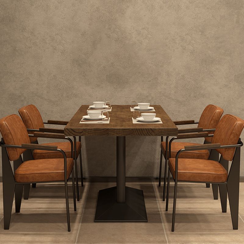 Industrial 1/2/5 Pieces Furniture Solid Wood Rectangle Dining Room Furniture Set in Brown