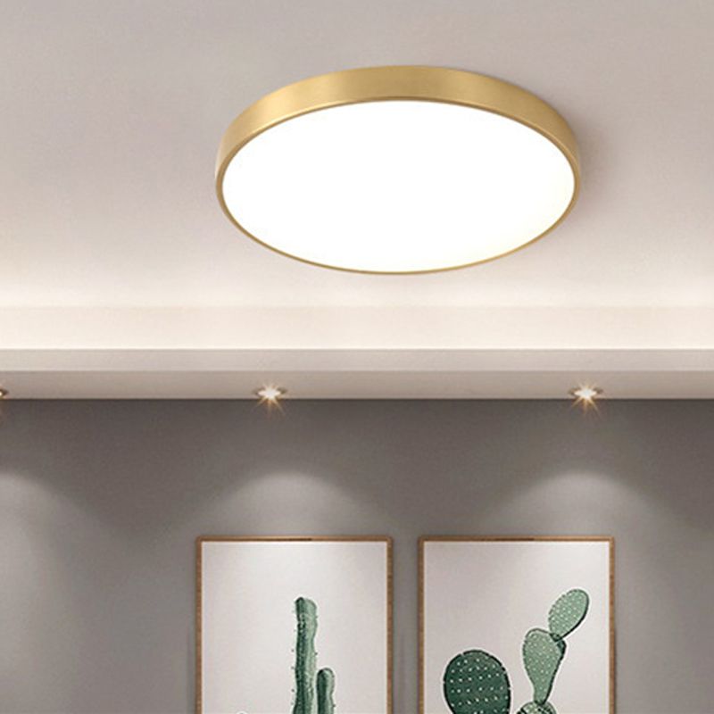 Plafonnier LED de forme ronde en cuivre moderne, 1 lumière, montage encastré pour le salon