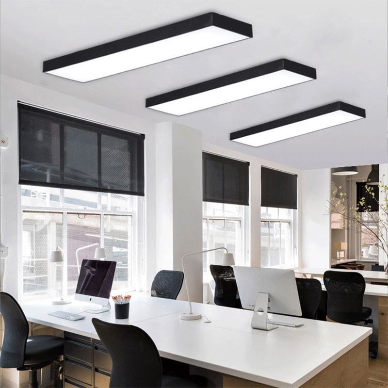 Plafonnier LED rectangulaire contemporain à montage encastré pour bureau