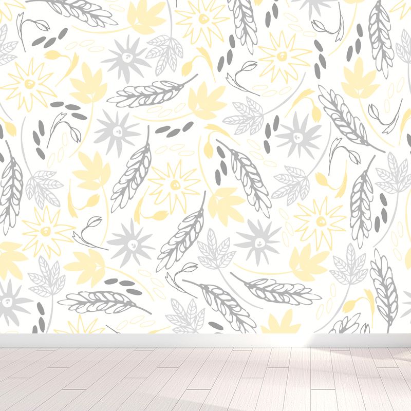 Peinture murale à motif floral de couleur pastel, résistante aux taches, décoration murale élégante pour chambre de filles