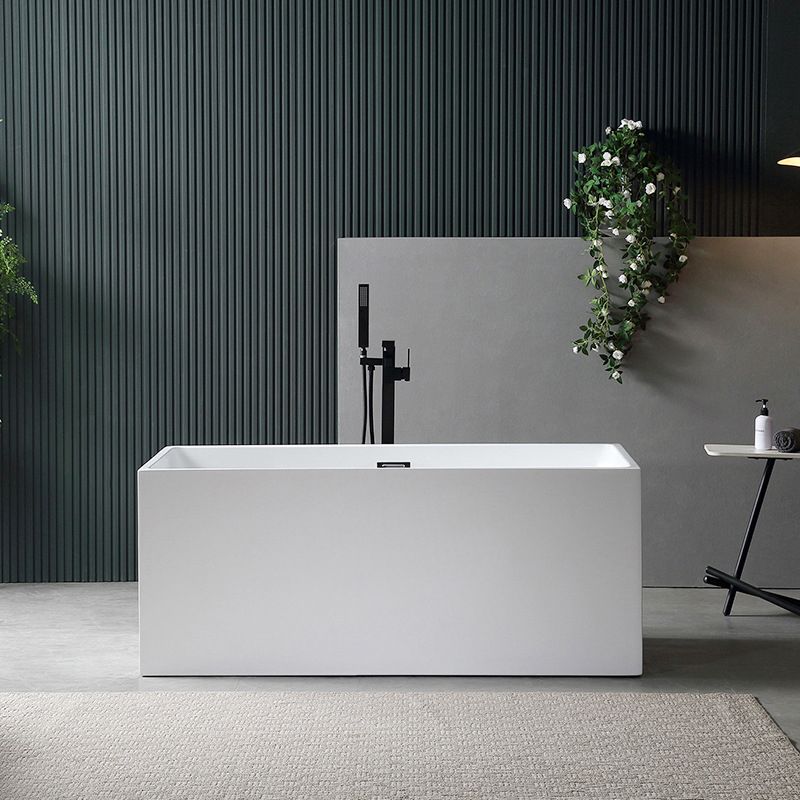 Flat bottom Acrylic Bathtub Soaking White Internal Drain Tub
