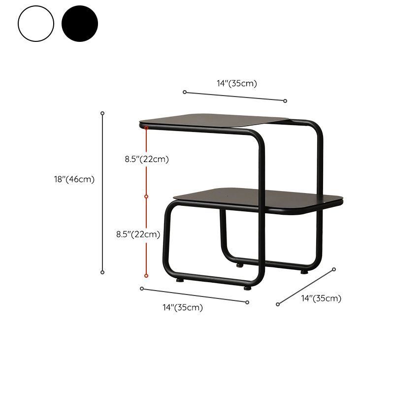 Modernistic Sled Base Side Table Rectangular Metal Top End Table with Shelf