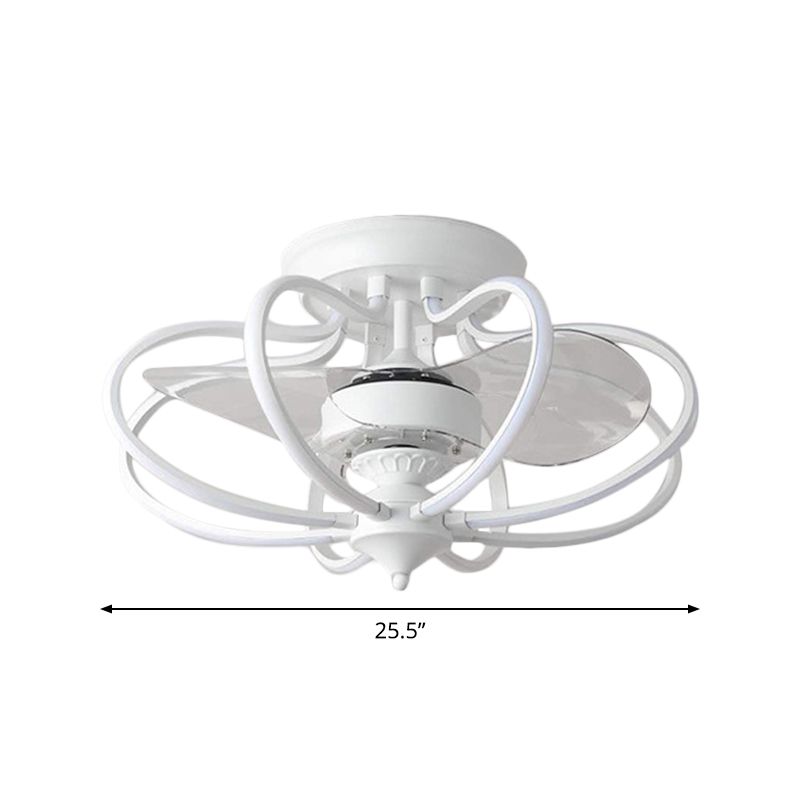 Luz de ventilador colgante metálico enjaulado Contemporáneo de 25.5 "de ancho LED de ancho, 2 cuchillas