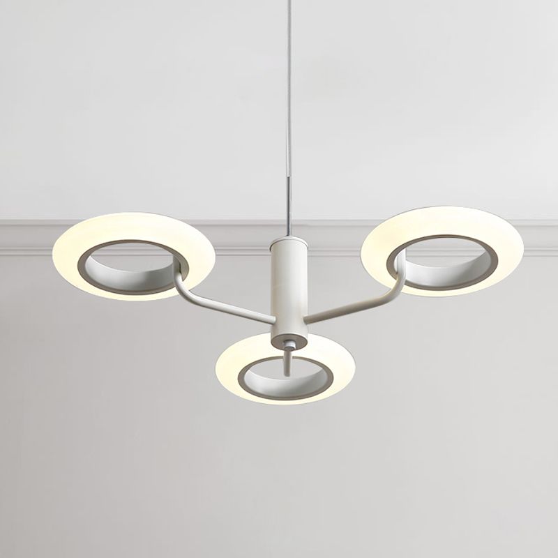 Zwart/wit/bruine donuthangende lampkit Modern 3/4-head acryl kroonluchter hanger in warm/wit licht
