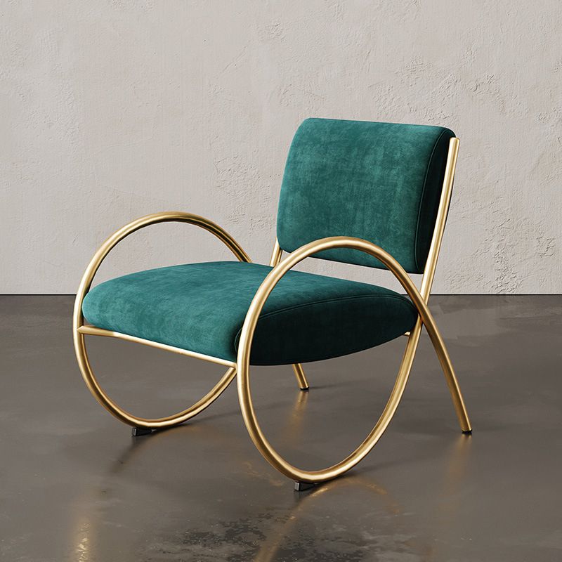 Upholstered Lounge Chair Arms Included Chair with Gold Tone Legs