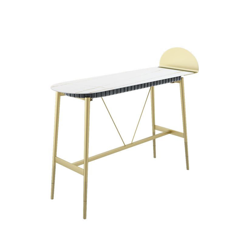 Industrial Style Iron Bar Table Faux Marble Top 41.3"H Bistro Table with Footrest