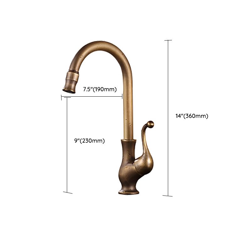 Traditional Kitchen Faucet Solid Brass High Arc Standard Kitchen Faucets Single Handle