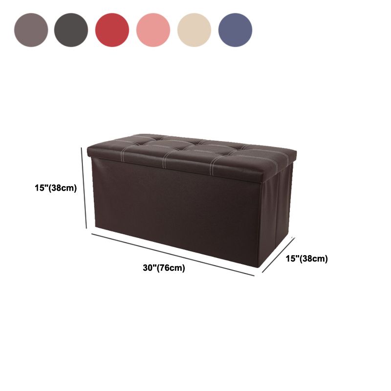 Trendy Faux Leather Ottoman Plain Tufted Rectangle Foot Stool Ottoman with Storage