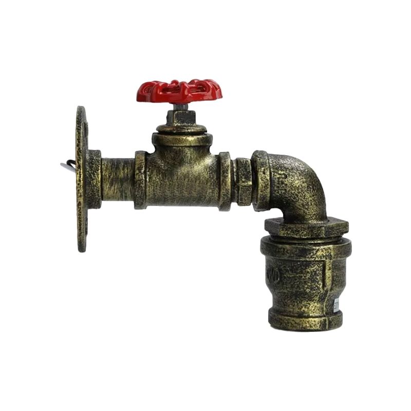 1 cabezal iluminación metálica de pared vintage lámpara de montaje en pared de tubería de agua vintage con válvula