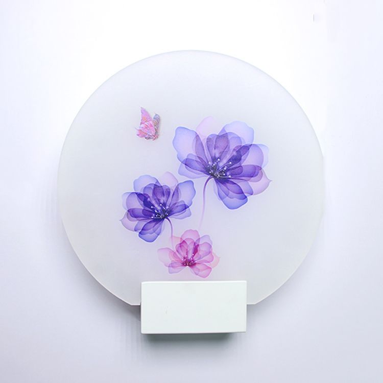 Round Shape Metal Wall Lighting Idea Kids Style 1 Light Wall Light Fixture in White